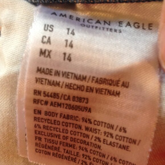 American Eagle Outfitters Denim Jean Cut-Off Shorts Embroidered Blue 14 - Picture 3 of 7